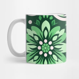 Retro Green Floral Pattern Mug